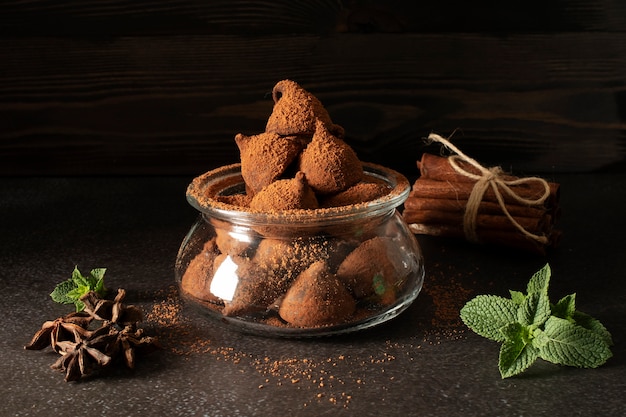 Delicious truffle and spices arrangement