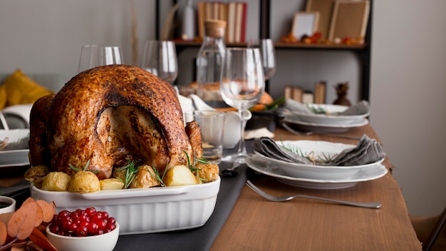 Free photo delicious turkey prepared for thanksgiving day event