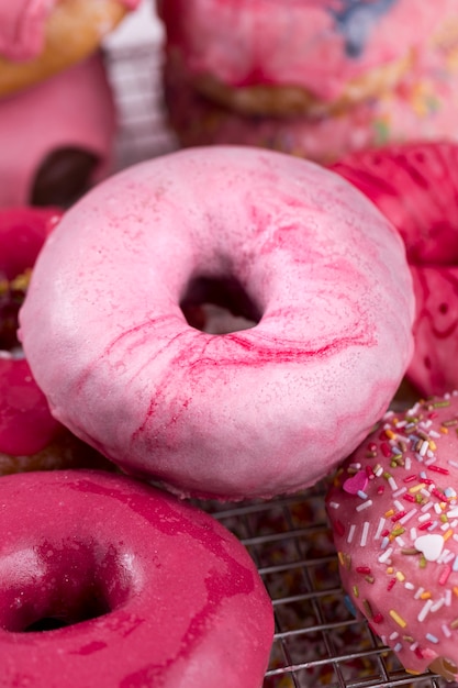 Delicious unhealthy donut close up