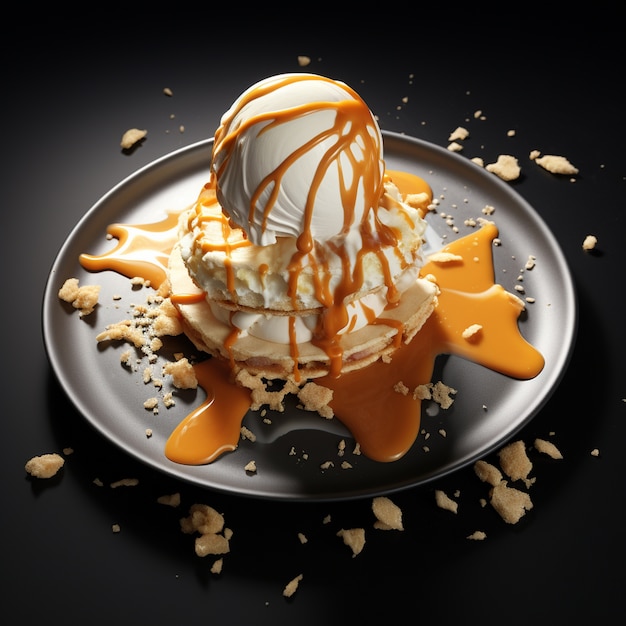 Free photo delicious vanilla ice cream with topping