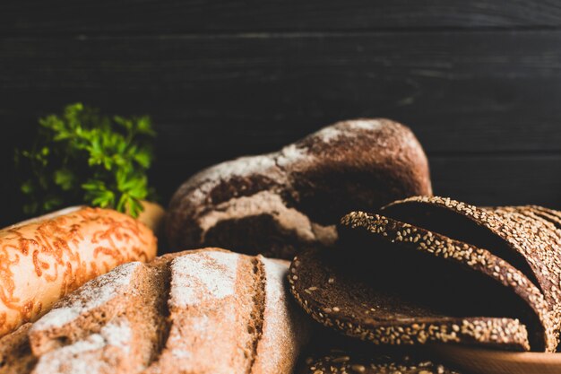 Delicious various loaves of bread