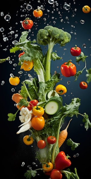 Delicious vegetables floating