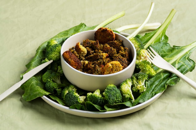 Delicious veggie dishes still life