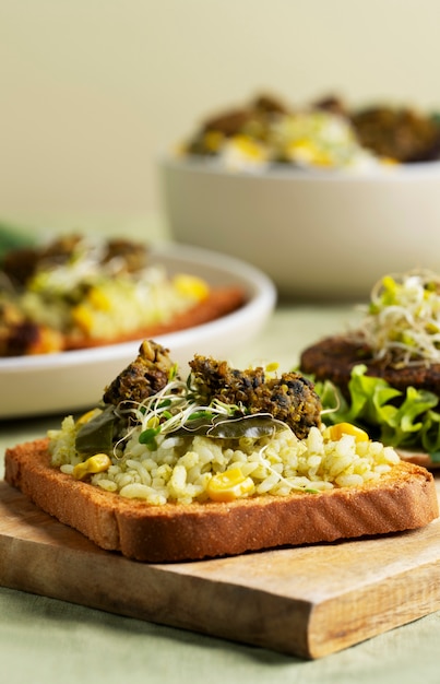 Free photo delicious veggie dishes still life