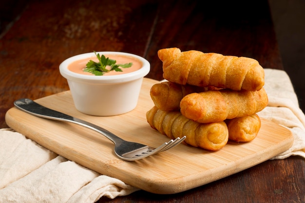 Delicious venezuelan cheese sticks composition