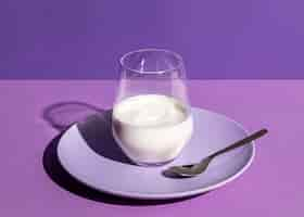 Foto gratuita delizioso concetto di yogurt sulla piastra