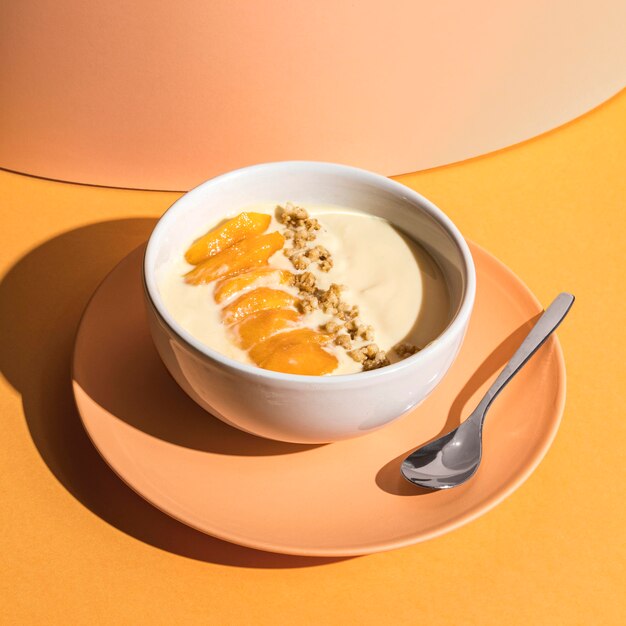 Delicious yogurt concept on plate