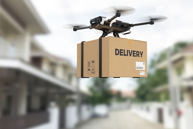 Foto gratuita concetto di consegna drone