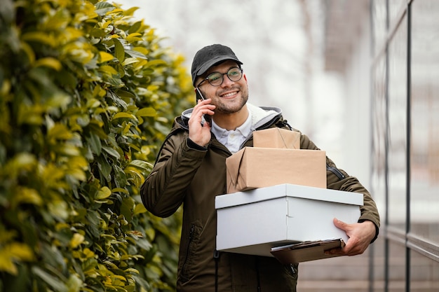 Delivery male with packages