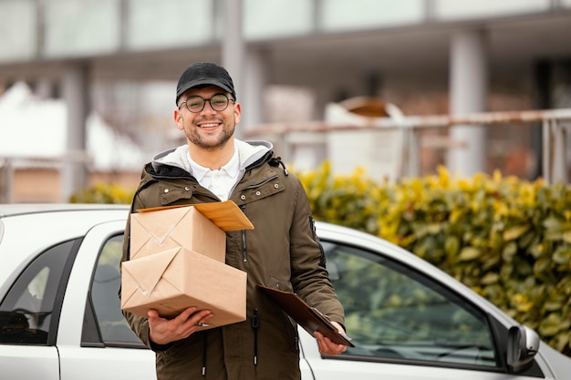 Delivery male with packages