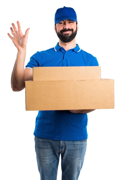 Delivery man saluting