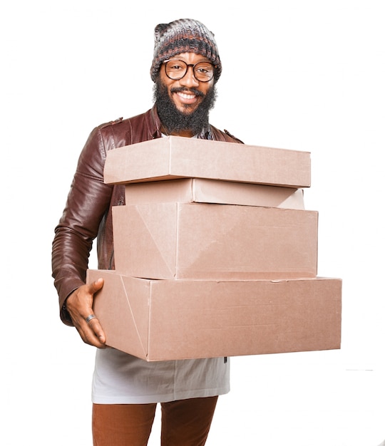 Delivery man with boxes