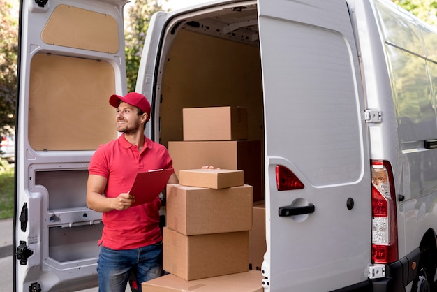 Delivery man with clipboard