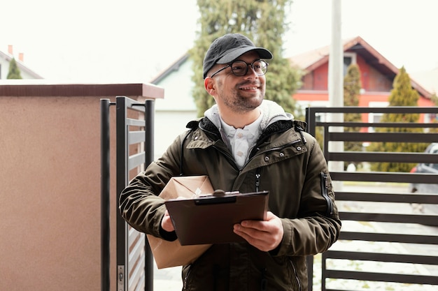 Delivery man with package