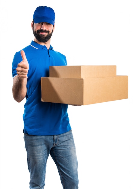 Delivery man with thumb up