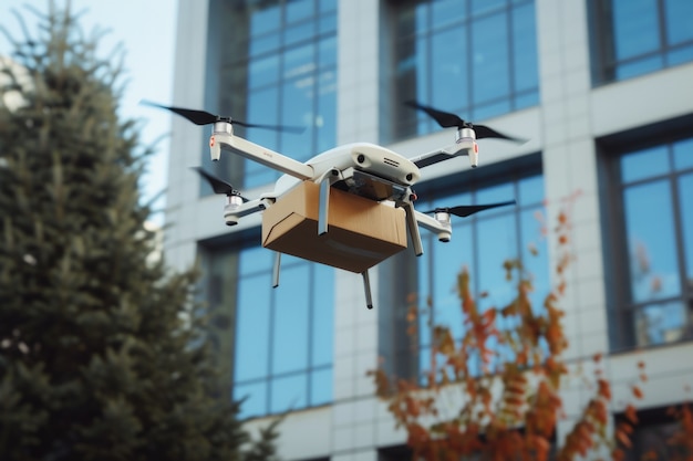 Delivery robot in futuristic environment