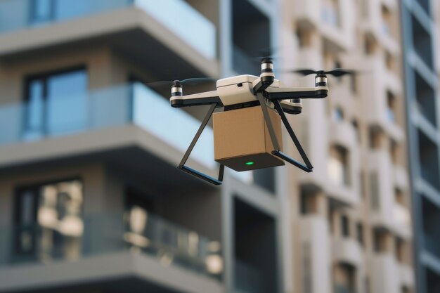 Delivery robot in futuristic environment