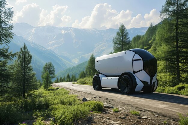 Delivery robot in futuristic environment