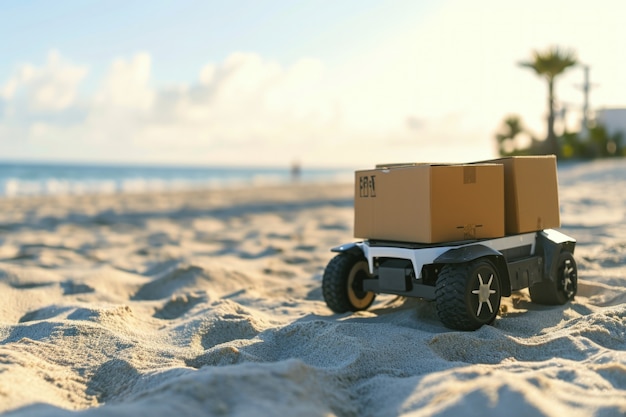 Free photo delivery robot in futuristic environment