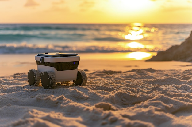 Free photo delivery robot in futuristic environment