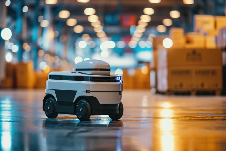 Free Photo delivery robot in futuristic environment