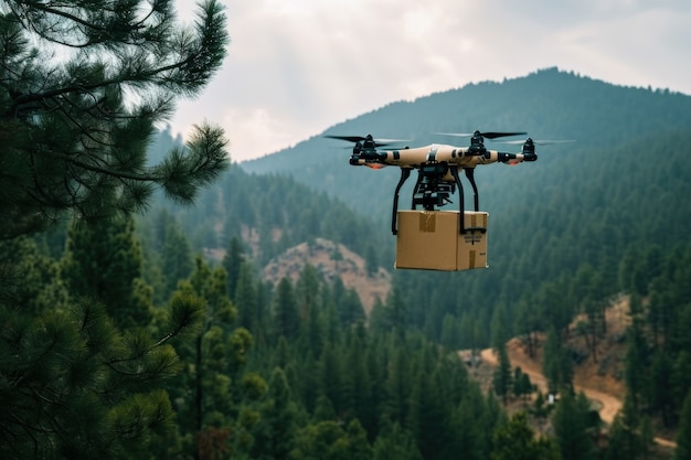 Free photo delivery robot in futuristic environment