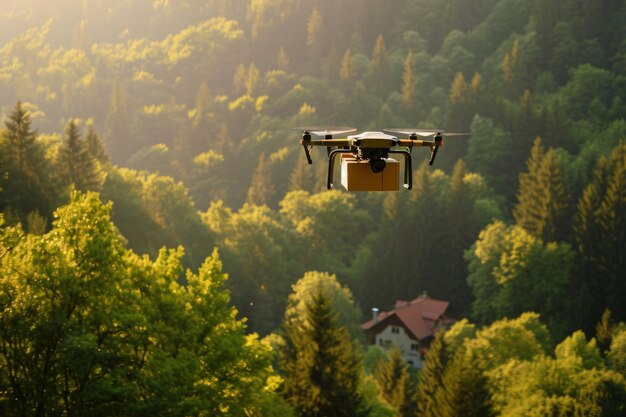 Delivery robot in futuristic environment