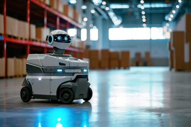 Free photo delivery robot in futuristic environment