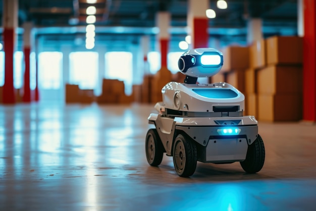 Delivery robot in futuristic environment