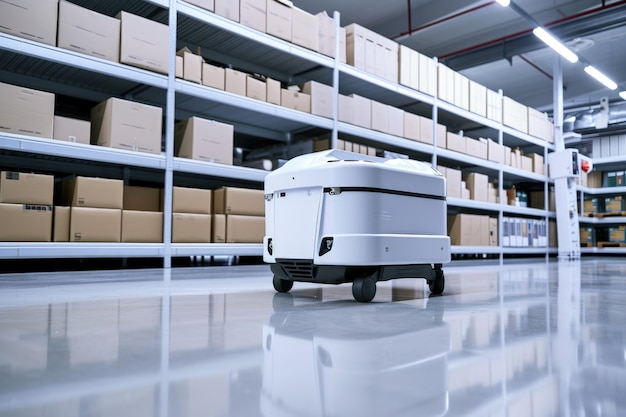 Free photo delivery robot in futuristic environment