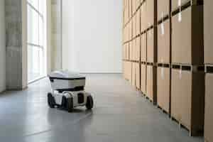 Free photo delivery robot in futuristic environment