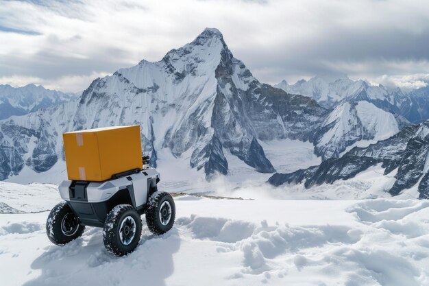 Delivery robot in futuristic environment