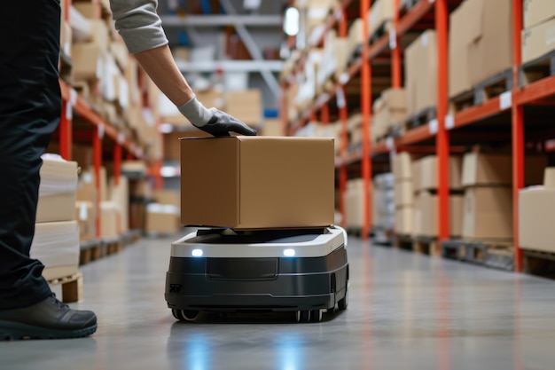 Delivery robot in futuristic environment