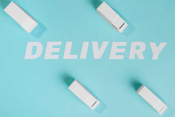 Free Photo delivery still life with trucks top view