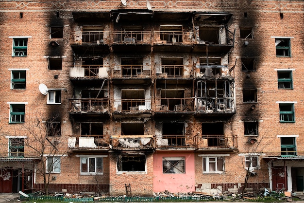 우크라이나에서 파괴된 건물 러시아 전쟁