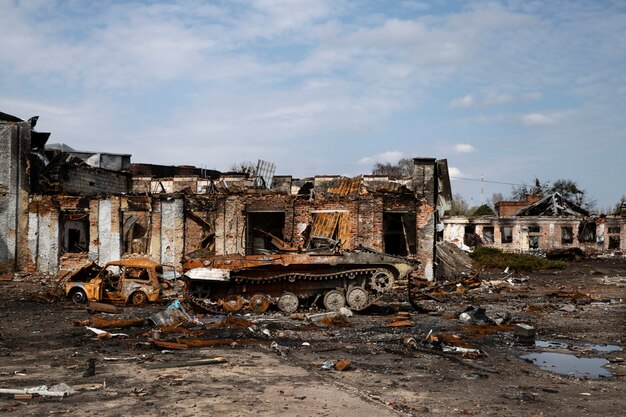 ウクライナで破壊された都市ロシアの戦争