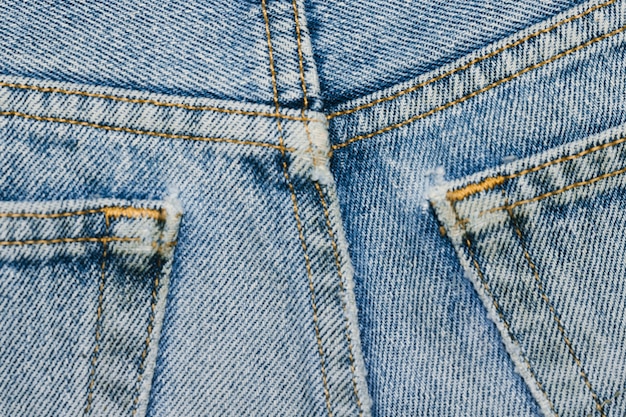 Denim back pockets close-up