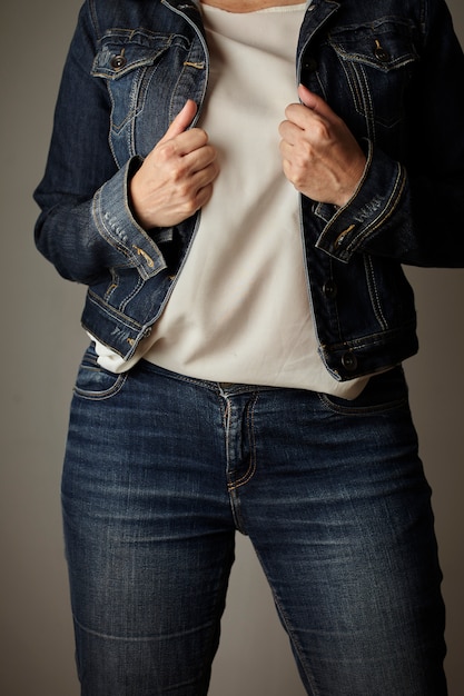 denim clothing dressed by a model