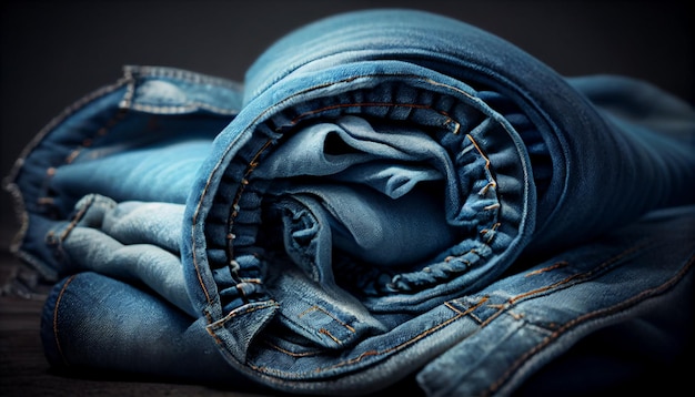 Free photo denim clothing fashion stack of folded jeans generative ai