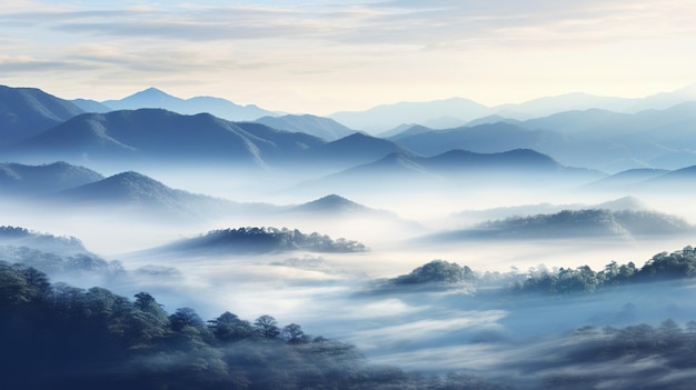 Free photo dense fog over the hills