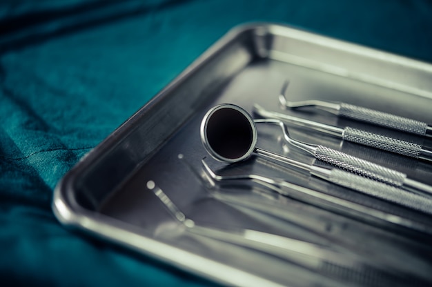 Dental equipment placed on the table