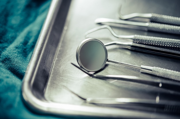 Free photo dental equipment placed on the table