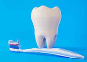 無料写真 青い背景を持つ歯科衛生士のコンセプト