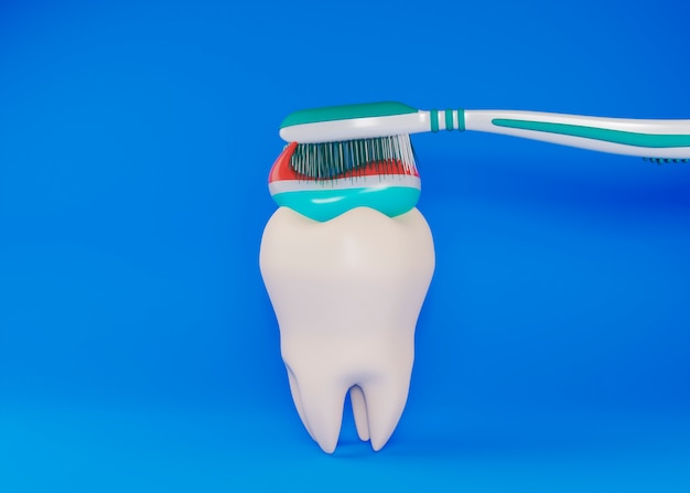 Dental hygiene concept with blue background