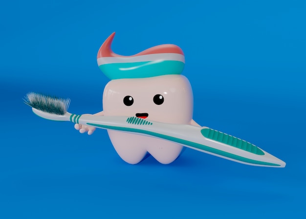 Dental hygiene concept with blue background