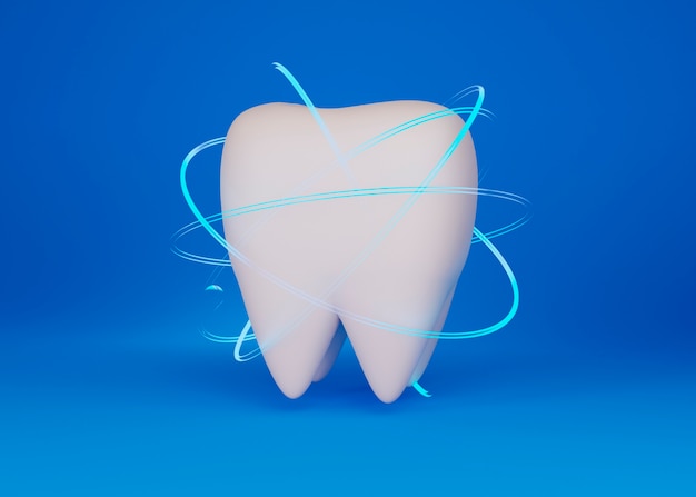 青い背景を持つ歯科衛生士のコンセプト