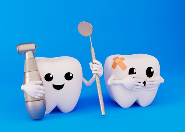 Dental hygiene concept with blue background