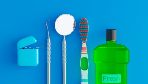 Dental hygiene concept with tools