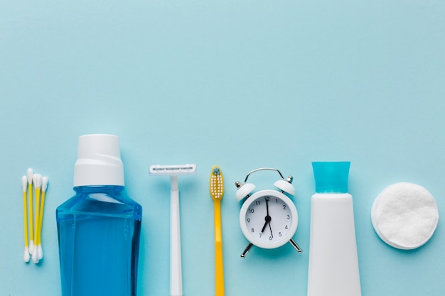 Dental mouth wash and alarm clock