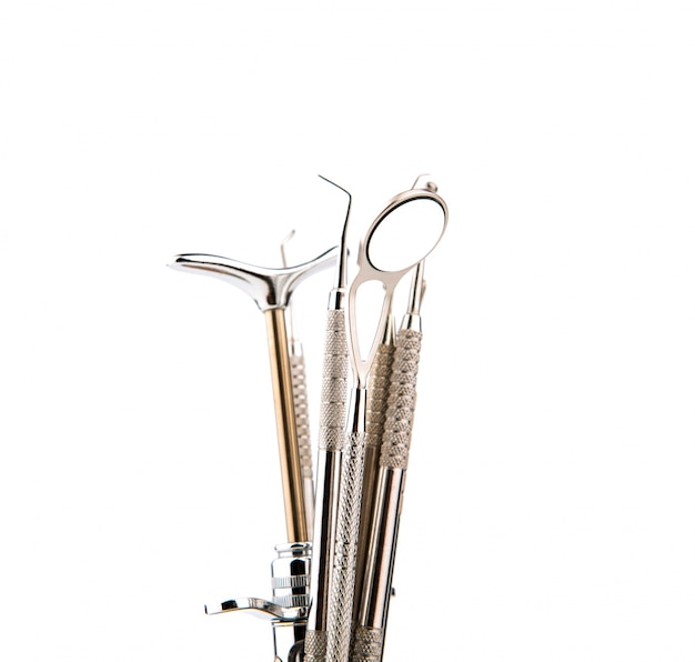 Free photo dental tools and equipment. over white background